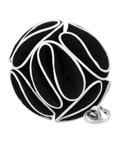 Vittorio Vico Unisex Trim Rose Flower Lapel Pin - Black - Flower Lapel Pin - Vittorio Vico