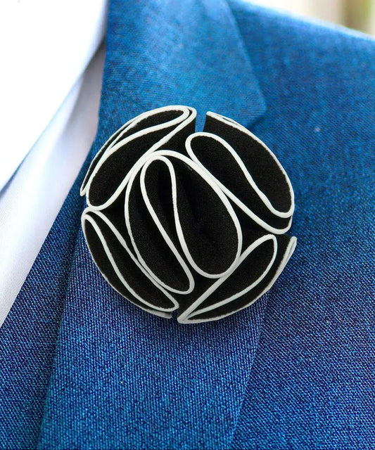 Vittorio Vico Unisex Trim Rose Flower Lapel Pin - Black - Flower Lapel Pin - Vittorio Vico