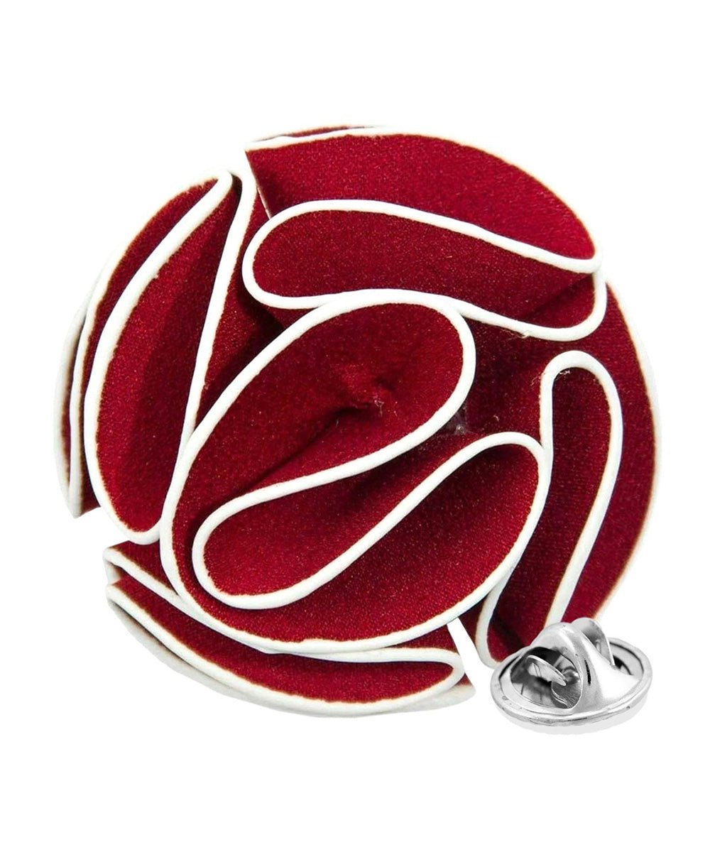 Vittorio Vico Unisex Trim Rose Flower Lapel Pin - Burgundy - Flower Lapel Pin - Vittorio Vico
