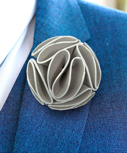Vittorio Vico Unisex Trim Rose Flower Lapel Pin - Gray - Flower Lapel Pin - Vittorio Vico