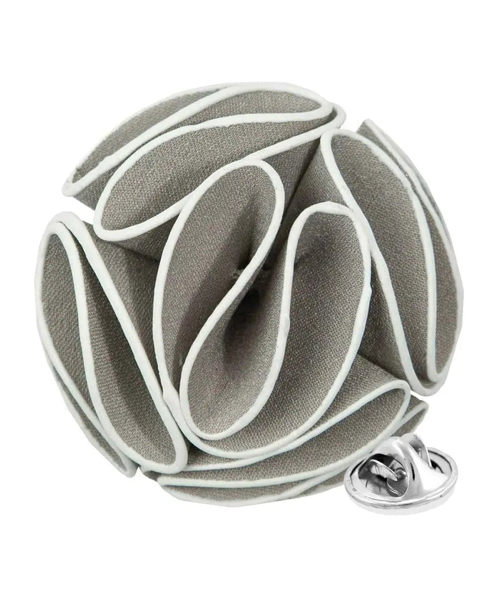 Vittorio Vico Unisex Trim Rose Flower Lapel Pin - Gray - Flower Lapel Pin - Vittorio Vico