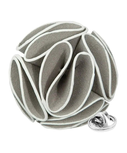 Vittorio Vico Unisex Trim Rose Flower Lapel Pin - Gray - Flower Lapel Pin - Vittorio Vico