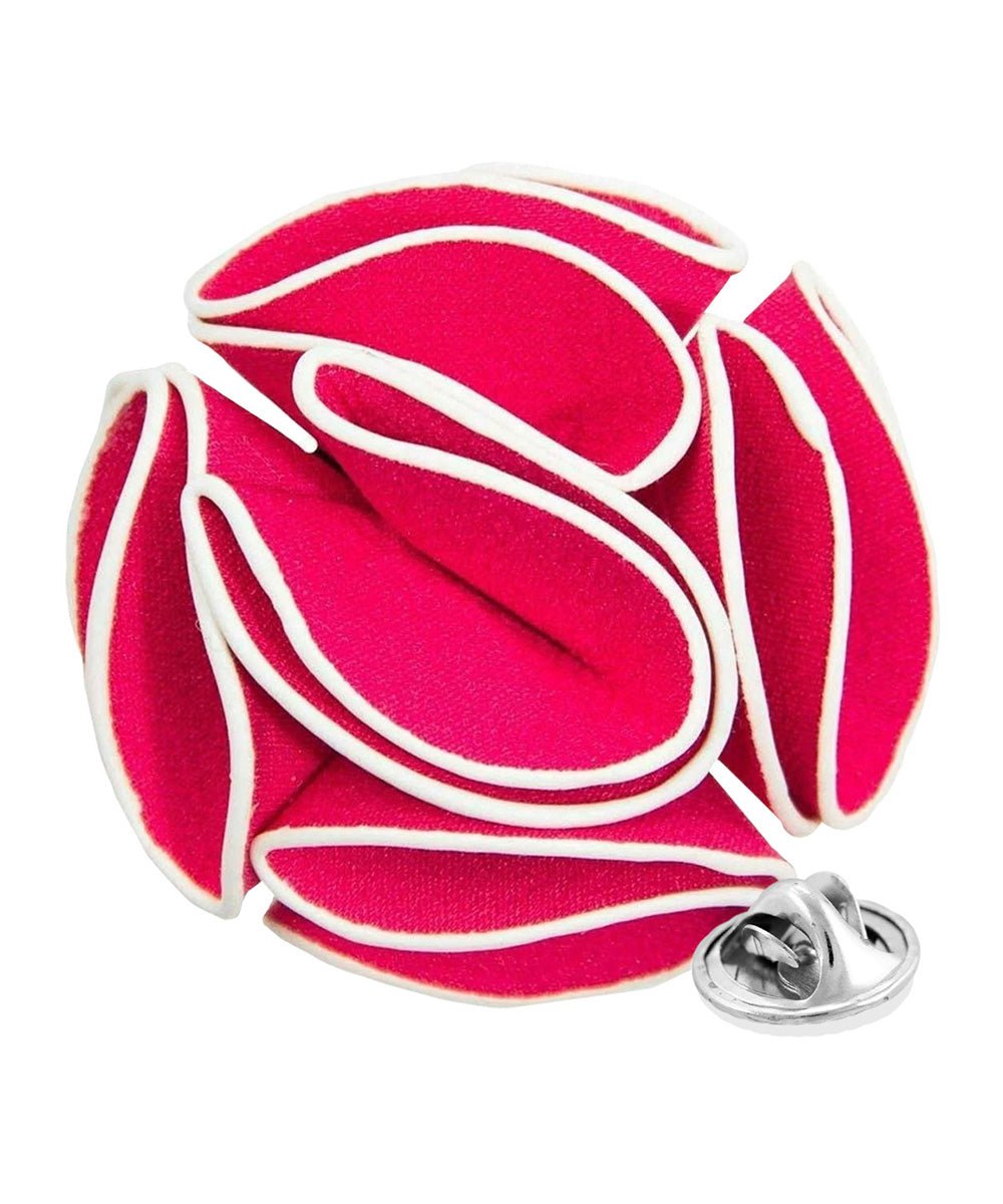 Vittorio Vico Unisex Trim Rose Flower Lapel Pin - Hot Pink - Flower Lapel Pin - Vittorio Vico