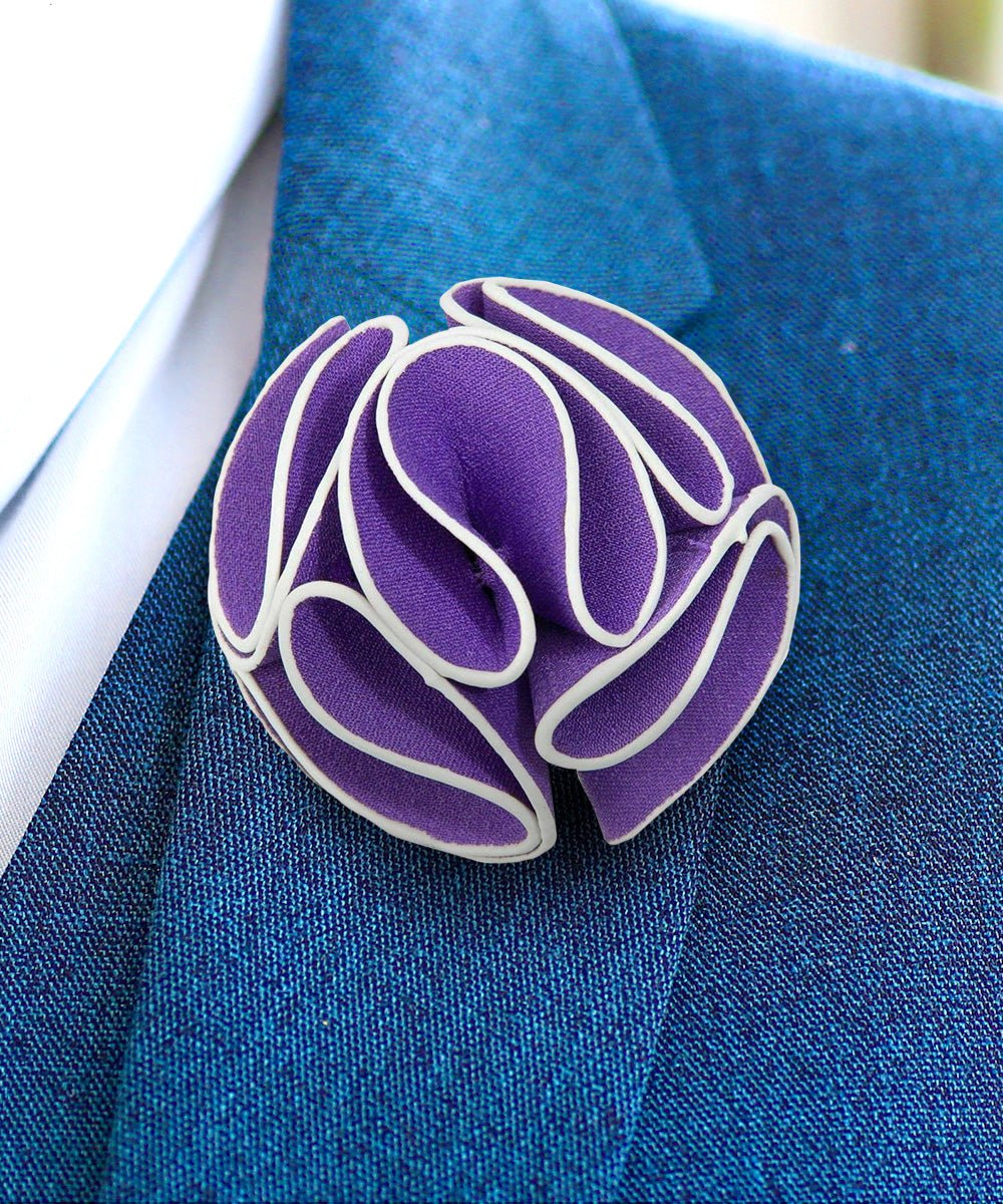 Vittorio Vico Unisex Trim Rose Flower Lapel Pin - Lavender - Flower Lapel Pin - Vittorio Vico