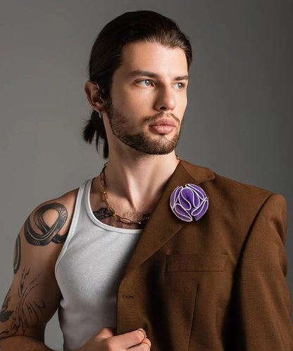 Vittorio Vico Unisex Trim Rose Flower Lapel Pin - Lavender - Flower Lapel Pin - Vittorio Vico