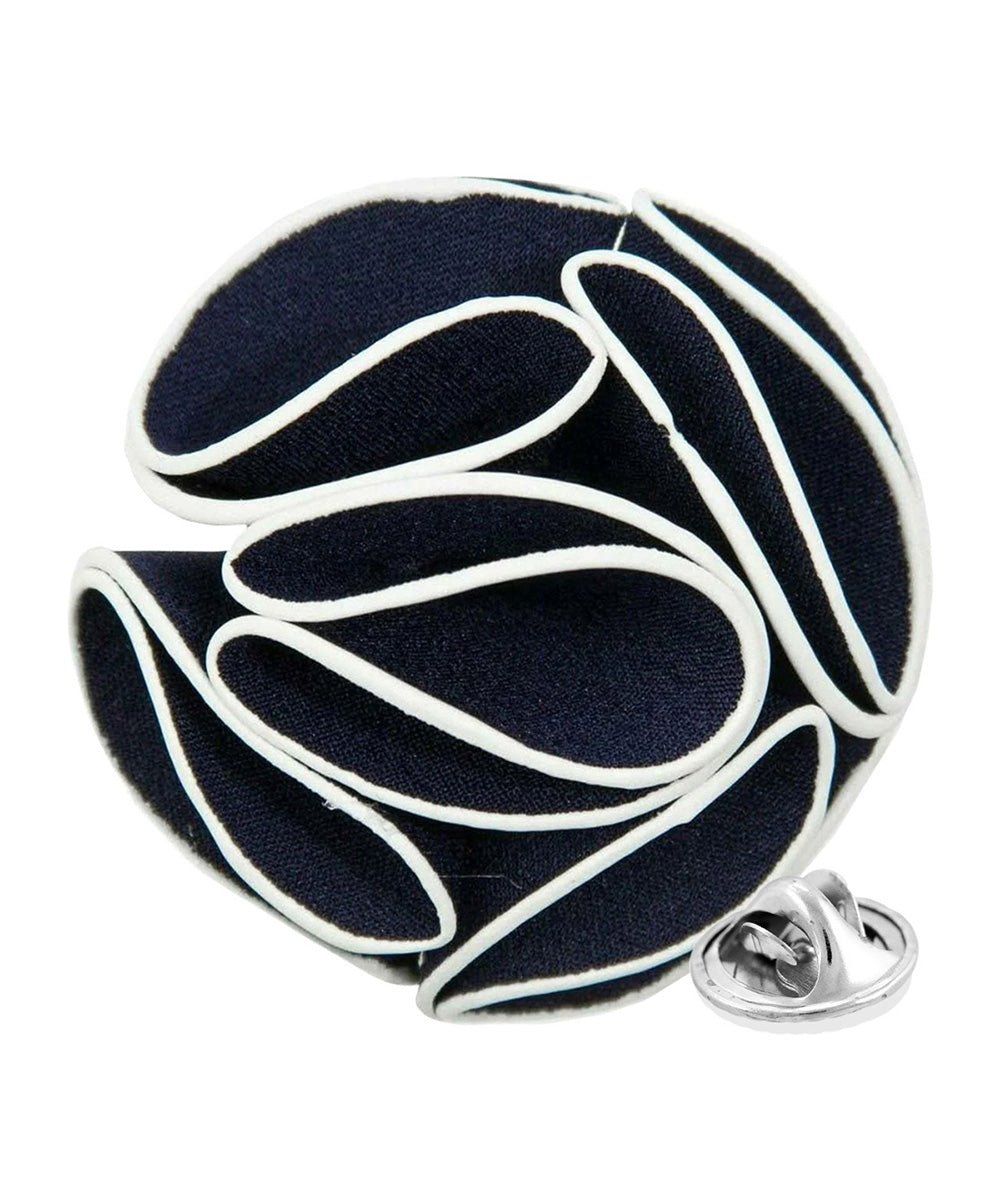 Vittorio Vico Unisex Trim Rose Flower Lapel Pin - Navy Blue - Flower Lapel Pin - Vittorio Vico