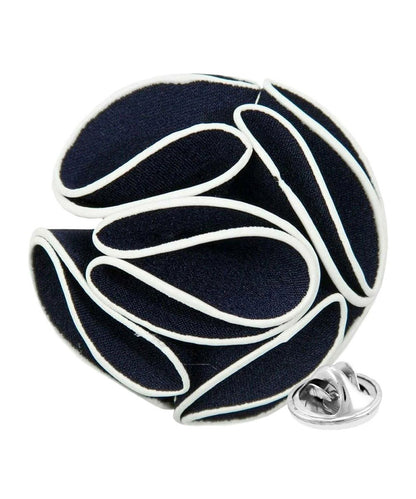 Vittorio Vico Unisex Trim Rose Flower Lapel Pin - Navy Blue - Flower Lapel Pin - Vittorio Vico