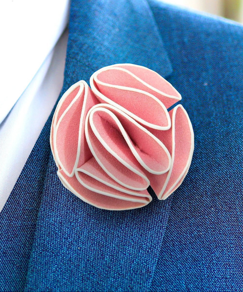 Vittorio Vico Unisex Trim Rose Flower Lapel Pin - Pink - Flower Lapel Pin - Vittorio Vico