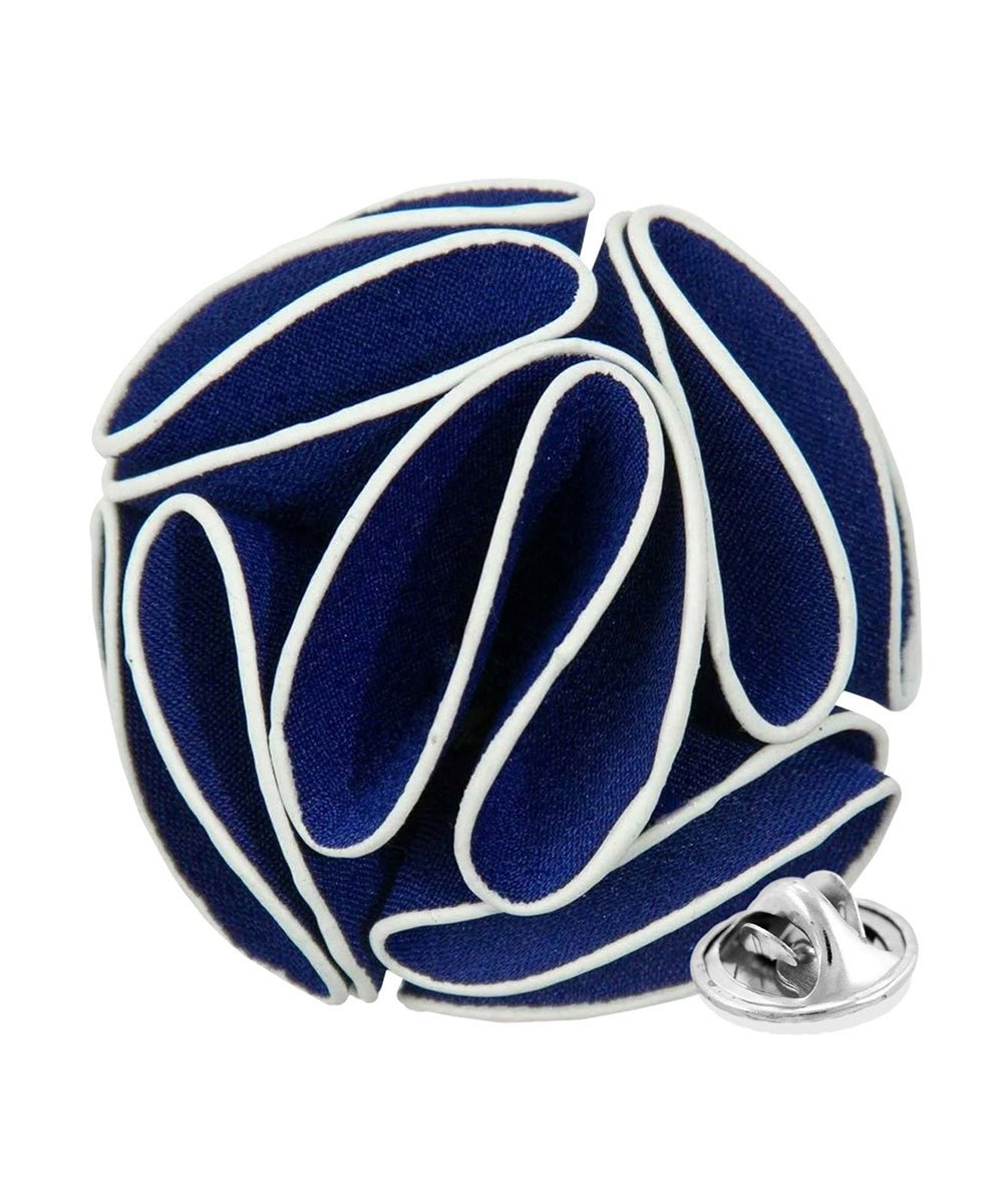 Vittorio Vico Unisex Trim Rose Flower Lapel Pin - Royal Blue - Flower Lapel Pin - Vittorio Vico