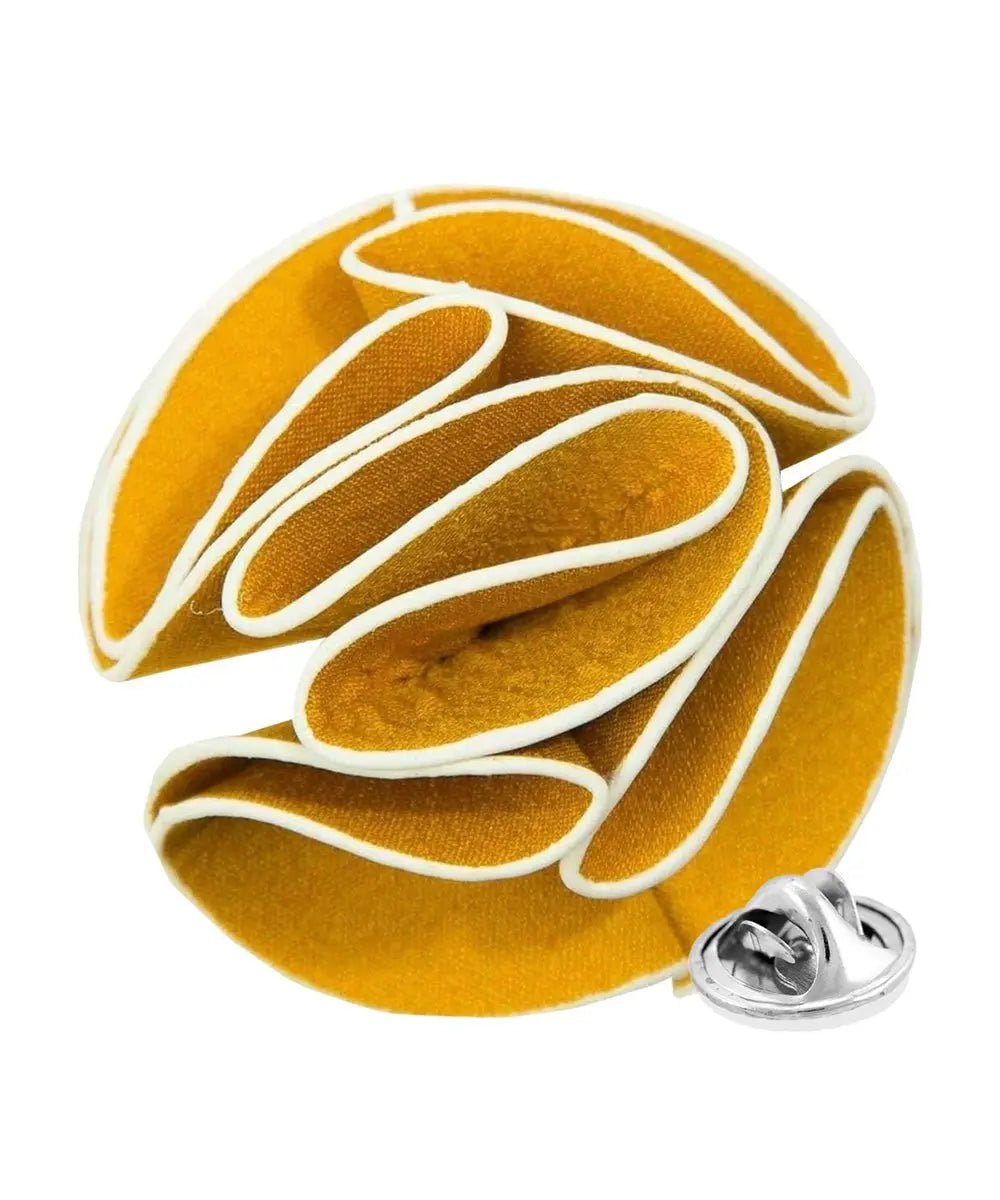 Vittorio Vico Unisex Trim Rose Flower Lapel Pin - Yellow - Flower Lapel Pin - Vittorio Vico