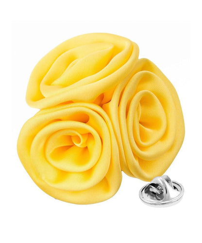 Vittorio Vico Unisex Trio Cluster Satin Flower Lapel Pin - Maize - Flower Lapel Pin - Vittorio Vico