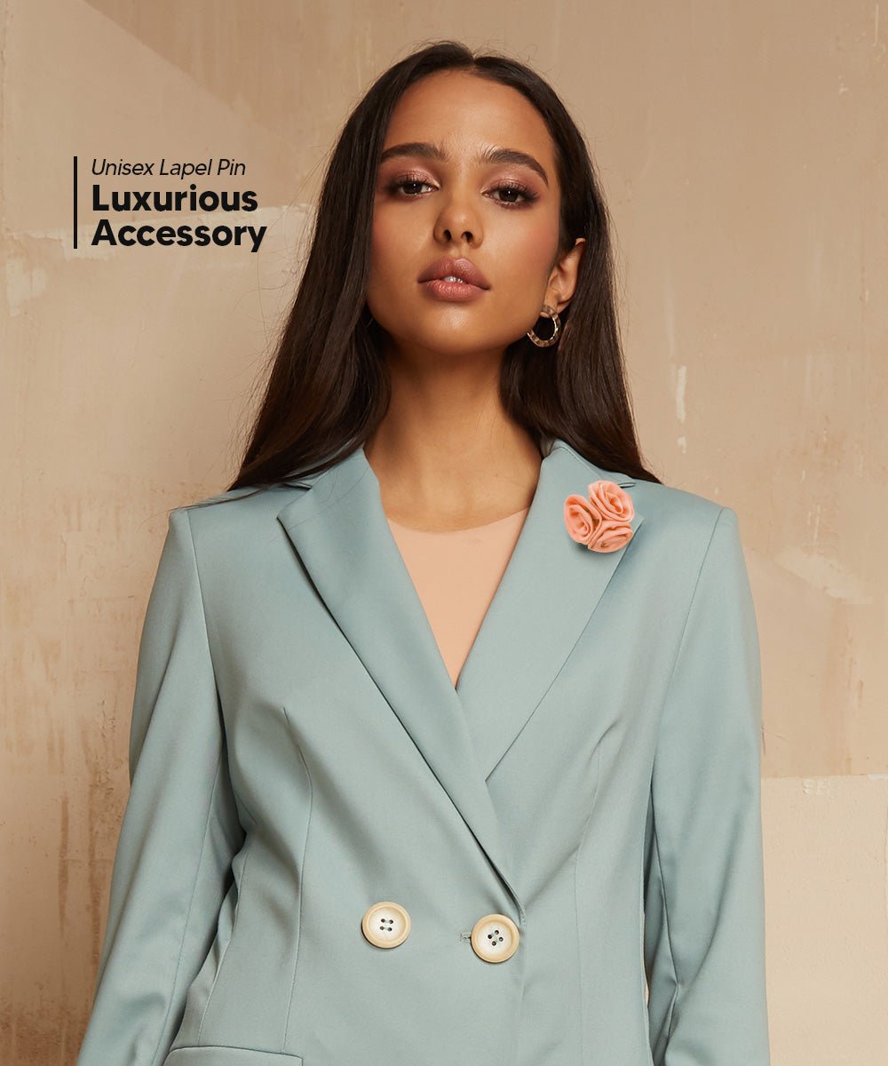 Vittorio Vico Unisex Trio Cluster Satin Flower Lapel Pin - Peach - Flower Lapel Pin - Vittorio Vico