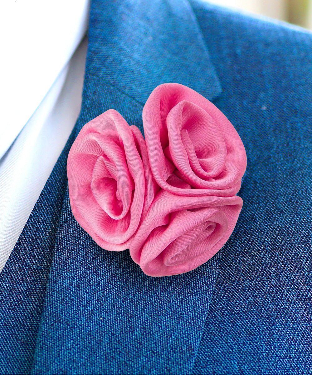 Vittorio Vico Unisex Trio Cluster Satin Flower Lapel Pin - Pink - Flower Lapel Pin - Vittorio Vico