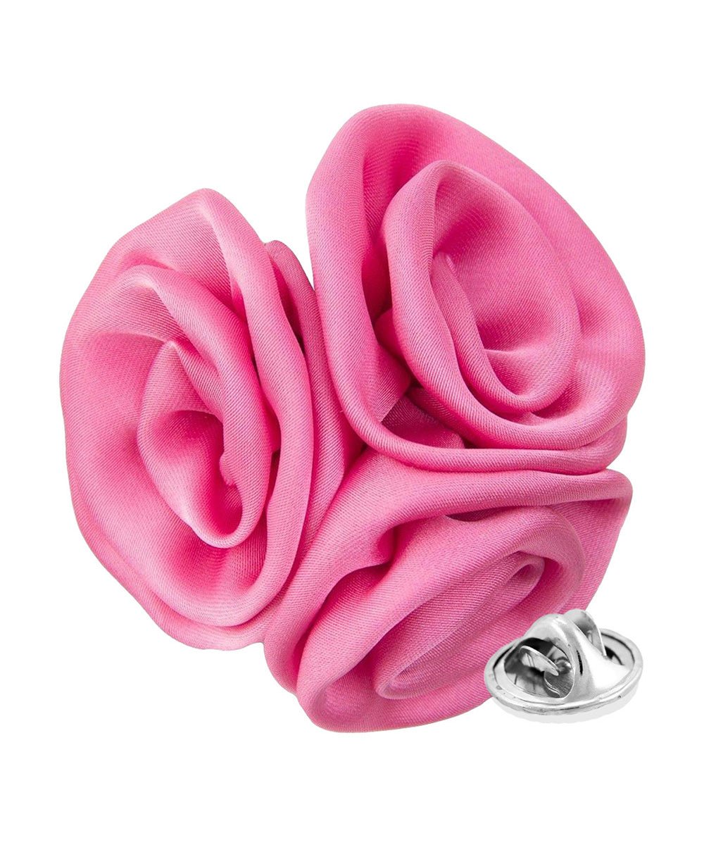 Vittorio Vico Unisex Trio Cluster Satin Flower Lapel Pin - Pink - Flower Lapel Pin - Vittorio Vico