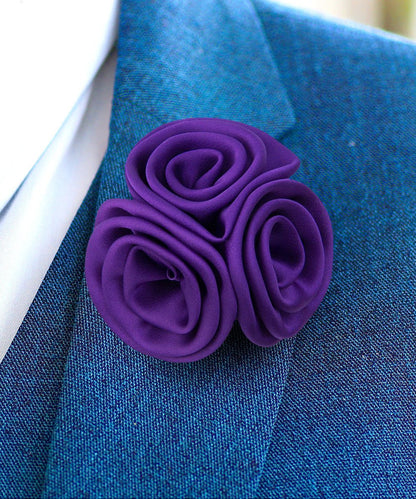 Vittorio Vico Unisex Trio Cluster Satin Flower Lapel Pin - Purple - Flower Lapel Pin - Vittorio Vico