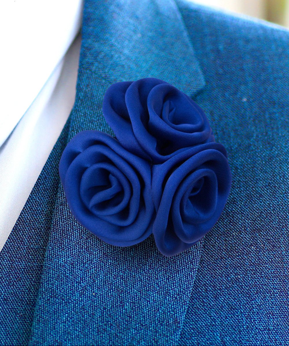 Vittorio Vico Unisex Trio Cluster Satin Flower Lapel Pin - Red - Flower Lapel Pin - Vittorio Vico