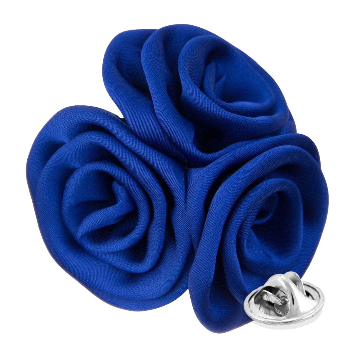 Vittorio Vico Unisex Trio Cluster Satin Flower Lapel Pin - Royal Blue - Flower Lapel Pin - Vittorio Vico