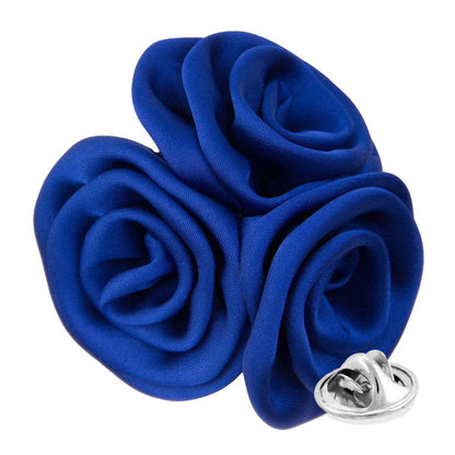 Vittorio Vico Unisex Trio Cluster Satin Flower Lapel Pin - Royal Blue - Flower Lapel Pin - Vittorio Vico