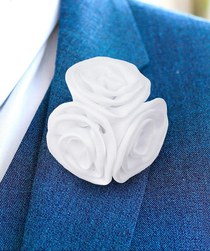 Vittorio Vico Unisex Trio Cluster Satin Flower Lapel Pin - White - Flower Lapel Pin - Vittorio Vico