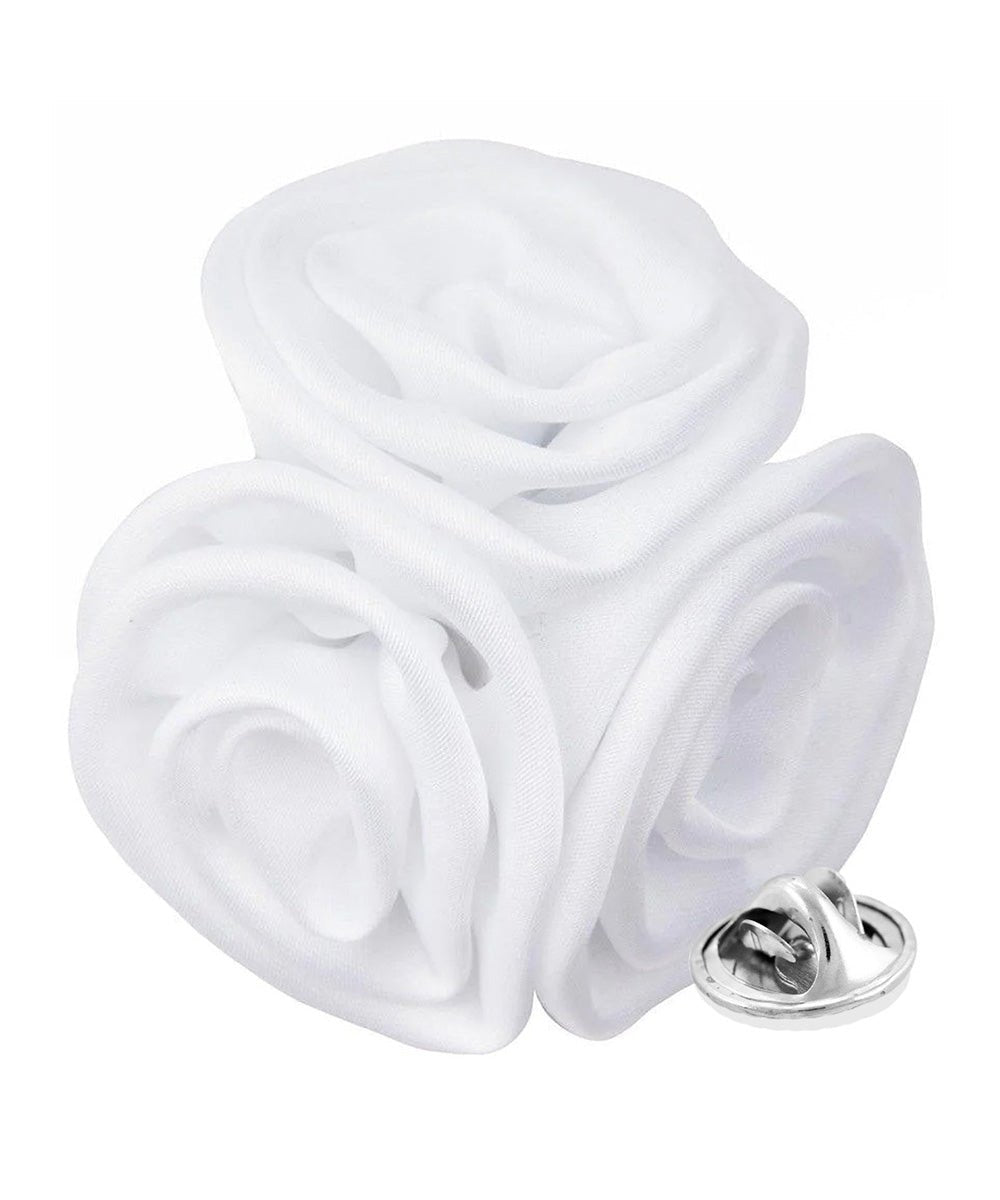 Vittorio Vico Unisex Trio Cluster Satin Flower Lapel Pin - White - Flower Lapel Pin - Vittorio Vico