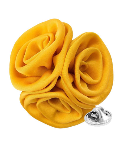 Vittorio Vico Unisex Trio Cluster Satin Flower Lapel Pin - Yellow - Flower Lapel Pin - Vittorio Vico