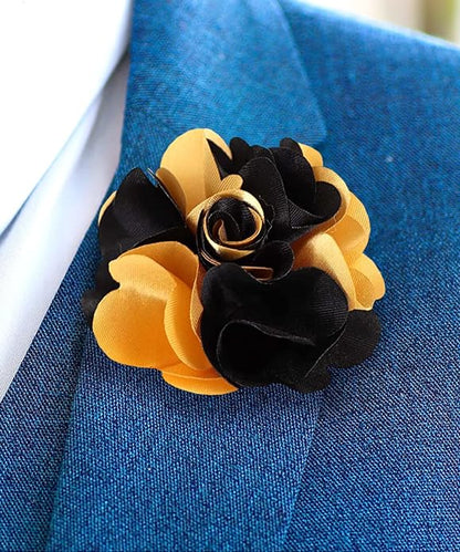Vittorio Vico Unisex Two Tone Satin Flower Lapel Pin - Burgundy and Silver Gray - Flower Lapel Pin - Vittorio Vico