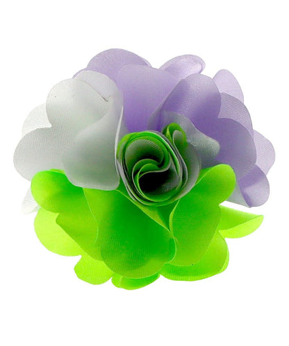 Vittorio Vico Unisex Two Tone Satin Flower Lapel Pin - Lavender and Lime and White - Flower Lapel Pin - Vittorio Vico