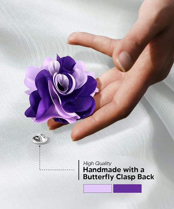 Vittorio Vico Unisex Two Tone Satin Flower Lapel Pin - Purple and Lavender - Flower Lapel Pin - Vittorio Vico