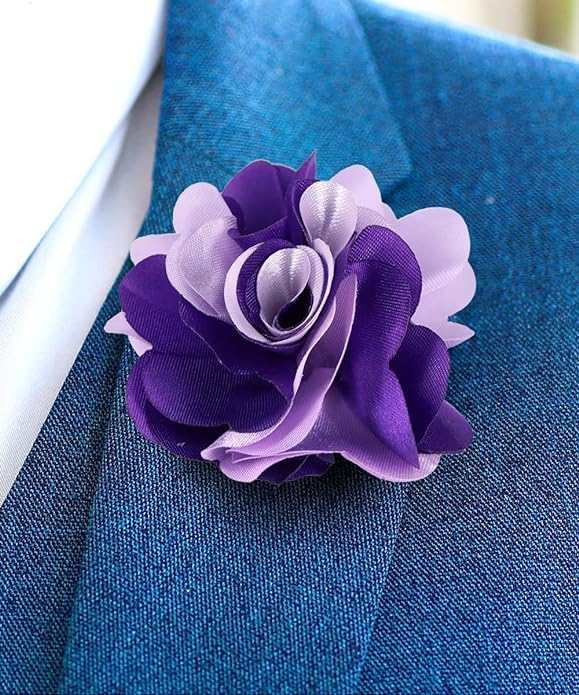 Vittorio Vico Unisex Two Tone Satin Flower Lapel Pin - Purple and Lavender - Flower Lapel Pin - Vittorio Vico