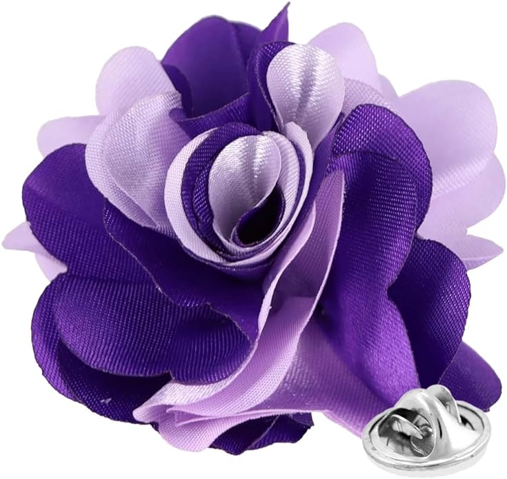 Vittorio Vico Unisex Two Tone Satin Flower Lapel Pin - Purple and Lavender - Flower Lapel Pin - Vittorio Vico