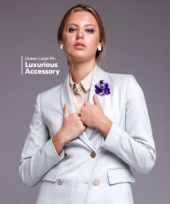 Vittorio Vico Unisex Two Tone Satin Flower Lapel Pin - Purple and Lavender - Flower Lapel Pin - Vittorio Vico