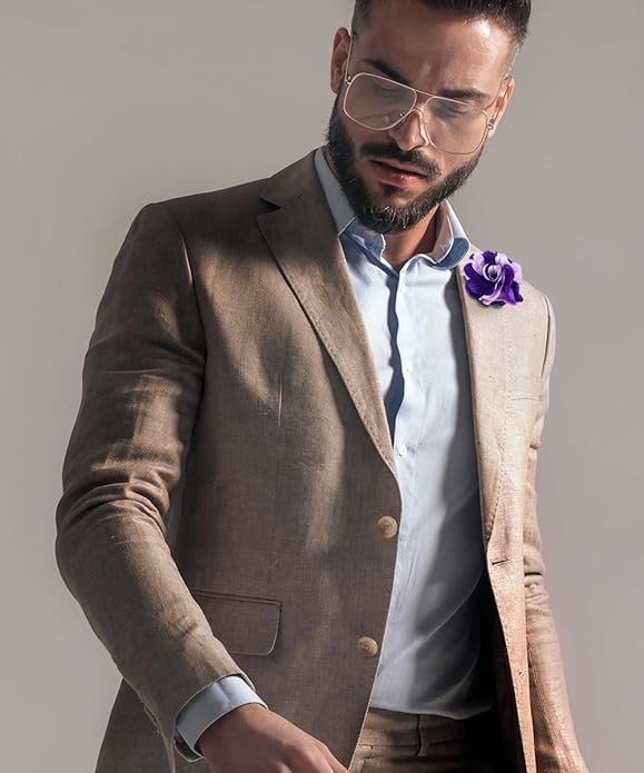 Vittorio Vico Unisex Two Tone Satin Flower Lapel Pin - Purple and Lavender - Flower Lapel Pin - Vittorio Vico