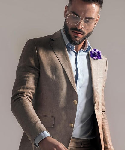 Vittorio Vico Unisex Two Tone Satin Flower Lapel Pin - Purple and Lavender - Flower Lapel Pin - Vittorio Vico