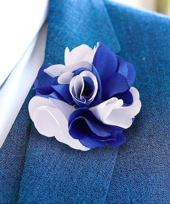 Vittorio Vico Unisex Two Tone Satin Flower Lapel Pin - Red and White - Flower Lapel Pin - Vittorio Vico