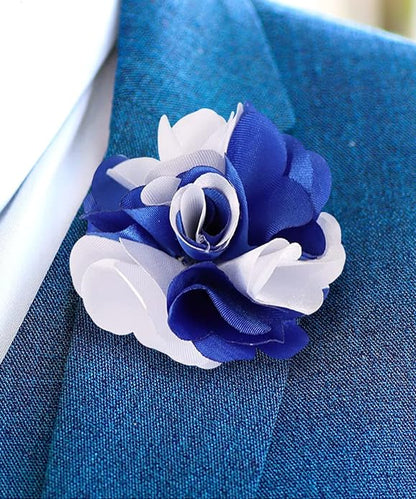 Vittorio Vico Unisex Two Tone Satin Flower Lapel Pin - Red and White - Flower Lapel Pin - Vittorio Vico