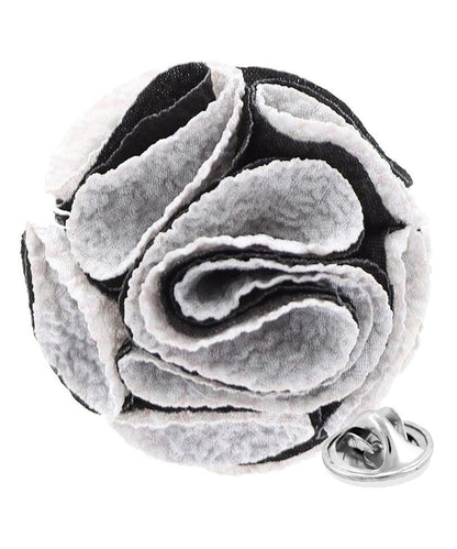Vittorio Vico Unisex Two-Tone Seersucker Flower Lapel Pin - Black and White - Flower Lapel Pin - Vittorio Vico