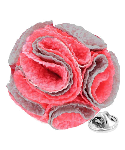 Vittorio Vico Unisex Two-Tone Seersucker Flower Lapel Pin - Hot Pink and Gray - Flower Lapel Pin - Vittorio Vico
