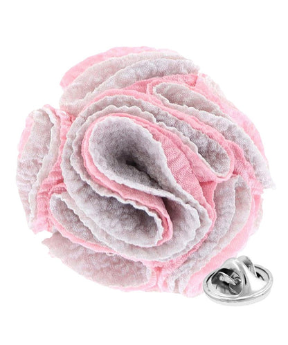 Vittorio Vico Unisex Two-Tone Seersucker Flower Lapel Pin - Light Pink and Gray - Flower Lapel Pin - Vittorio Vico