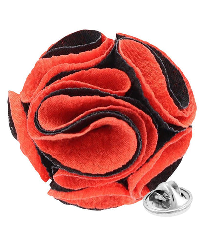 Vittorio Vico Unisex Two-Tone Seersucker Flower Lapel Pin - Orange and Black - Flower Lapel Pin - Vittorio Vico