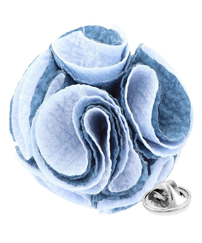 Vittorio Vico Unisex Two-Tone Seersucker Flower Lapel Pin - Sky Blue and Royal Blue - Flower Lapel Pin - Vittorio Vico