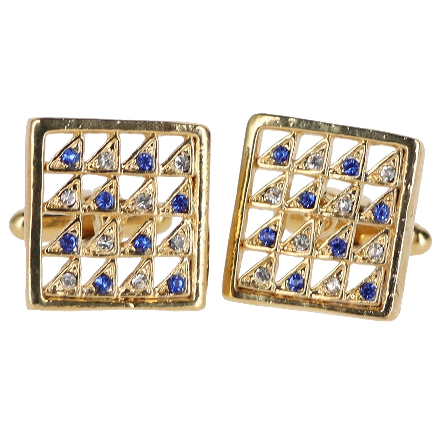 Vittorio Vico Very Fine Cufflinks (90xx Series) - Blue, Clear and Gold - Cufflinks - Vittorio Vico