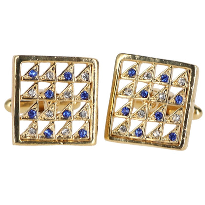 Vittorio Vico Very Fine Cufflinks (90xx Series) - Blue, Clear and Gold - Cufflinks - Vittorio Vico